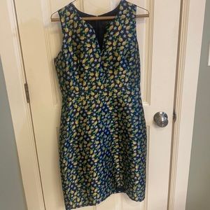 J Crew pear print dress on navy size 6